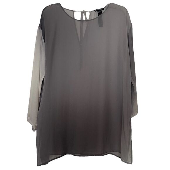 Eileen Fisher Pearl Ombre Silk Tunic Neutrals Lagenlook Sheer Long Sleeve Top XS - Picture 1 of 10